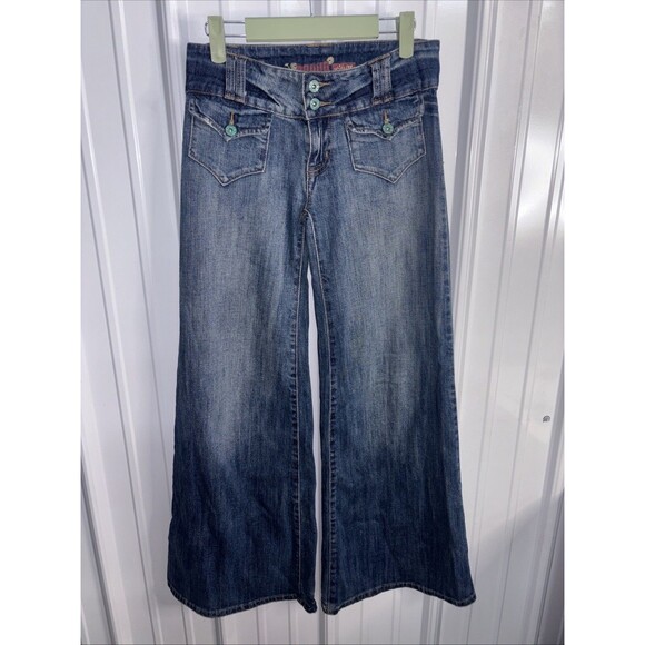 Bongo Let me b Y2k Low Rise Wide Leg Jeans Juniors Size 5 - Picture 1 of 7
